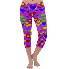 I Love This Lovely Hearty One Capri Yoga Leggings by pepitasart