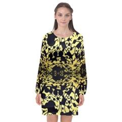 Dna Diluted Long Sleeve Chiffon Shift Dress  by MRTACPANS