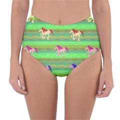 Rainbow Ponies Reversible High-waist Bikini Bottoms by CosmicEsoteric
