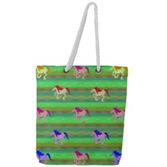 Rainbow Ponies Full Print Rope Handle Tote (large) by CosmicEsoteric