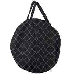 Black And White Grid Pattern Giant Round Zipper Tote by dflcprints