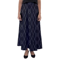 Black And White Grid Pattern Flared Maxi Skirt by dflcprints