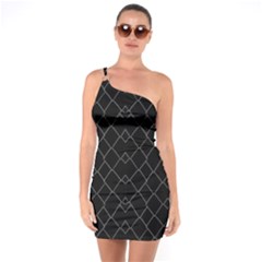 Black And White Grid Pattern One Soulder Bodycon Dress by dflcprints