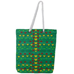 Love Is In All Of Us To Give And Show Full Print Rope Handle Tote (large)