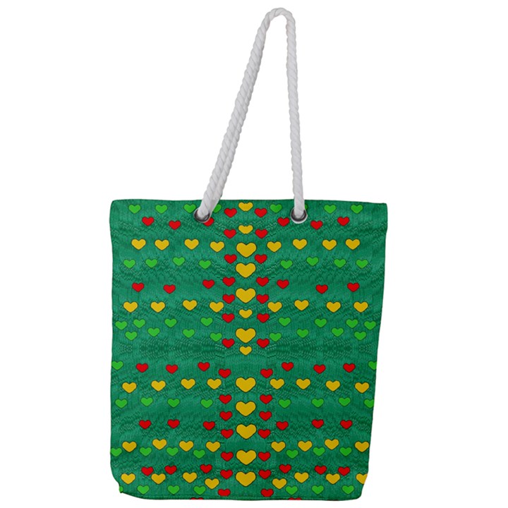 Love Is In All Of Us To Give And Show Full Print Rope Handle Tote (Large)