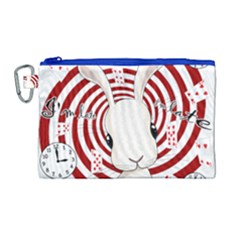 White Rabbit In Wonderland Canvas Cosmetic Bag (large) by Valentinaart