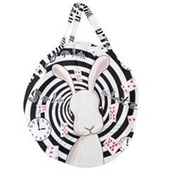 White Rabbit In Wonderland Giant Round Zipper Tote by Valentinaart