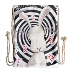 White Rabbit In Wonderland Drawstring Bag (large) by Valentinaart