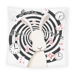 White Rabbit In Wonderland Square Tapestry (large) by Valentinaart