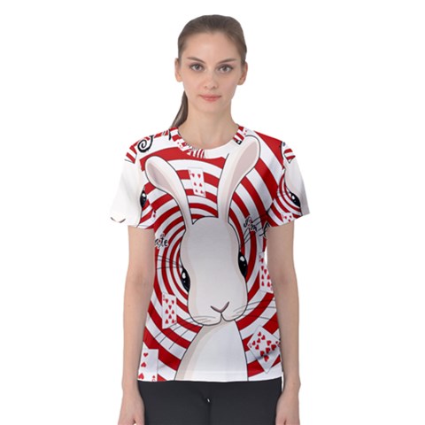 White Rabbit In Wonderland Women s Sport Mesh Tee by Valentinaart