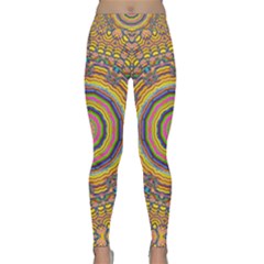 Wood Festive Rainbow Mandala Classic Yoga Leggings by pepitasart