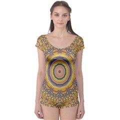 Wood Festive Rainbow Mandala Boyleg Leotard  by pepitasart