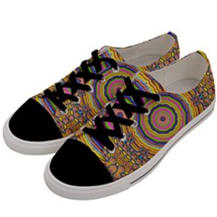 Wood Festive Rainbow Mandala Men s Low Top Canvas Sneakers by pepitasart