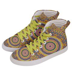 Wood Festive Rainbow Mandala Men s Hi-top Skate Sneakers by pepitasart