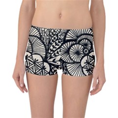 Background Abstract Beige Black Reversible Boyleg Bikini Bottoms by Nexatart