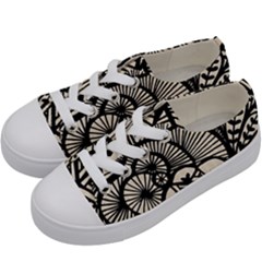 Background Abstract Beige Black Kids  Low Top Canvas Sneakers by Nexatart