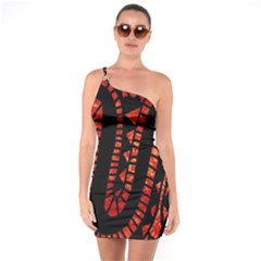 Background Abstract Red Black One Soulder Bodycon Dress