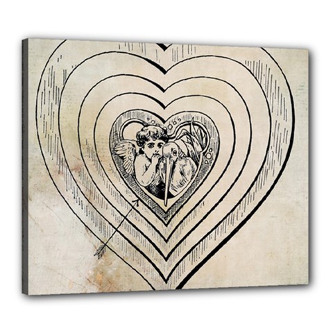 Heart Drawing Angel Vintage Canvas 24  X 20  by Nexatart