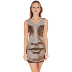 Moon Face Vintage Design Sepia Bodycon Dress