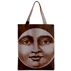 Moon Face Vintage Design Sepia Zipper Classic Tote Bag