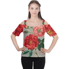 Flower Floral Background Red Rose Cutout Shoulder Tee