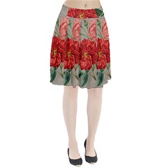 Flower Floral Background Red Rose Pleated Skirt by Nexatart