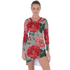 Flower Floral Background Red Rose Asymmetric Cut-out Shift Dress