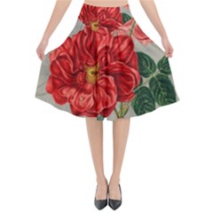 Flower Floral Background Red Rose Flared Midi Skirt by Nexatart