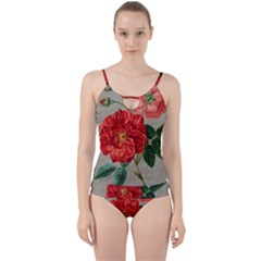 Flower Floral Background Red Rose Cut Out Top Tankini Set