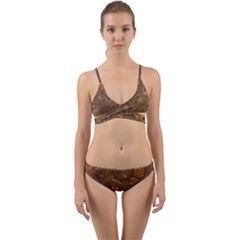 Background Steampunk Gears Grunge Wrap Around Bikini Set by Nexatart