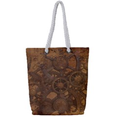 Background Steampunk Gears Grunge Full Print Rope Handle Tote (small) by Nexatart