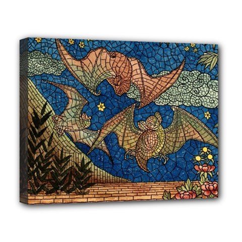 Bats Cubism Mosaic Vintage Deluxe Canvas 20  X 16   by Nexatart