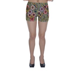 Flower Butterfly Cubism Mosaic Skinny Shorts by Nexatart