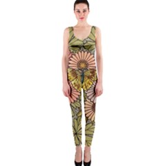 Flower Butterfly Cubism Mosaic One Piece Catsuit