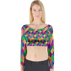 Background Geometric Triangle Long Sleeve Crop Top