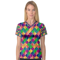 Background Geometric Triangle V-Neck Sport Mesh Tee