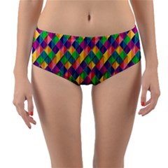 Background Geometric Triangle Reversible Mid-Waist Bikini Bottoms