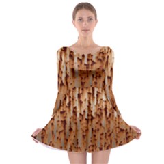 Stainless Rusty Metal Iron Old Long Sleeve Skater Dress by Nexatart