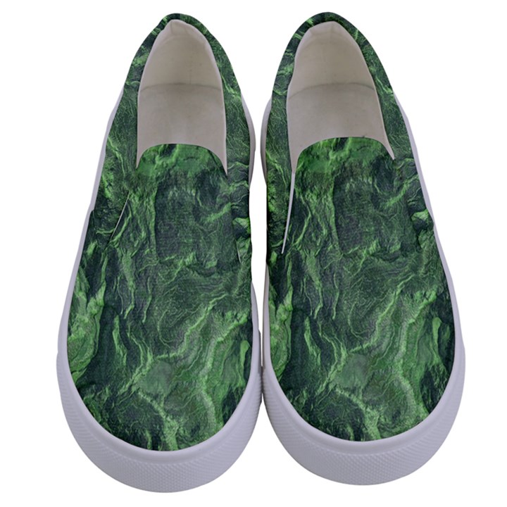 Green Geological Surface Background Kids  Canvas Slip Ons