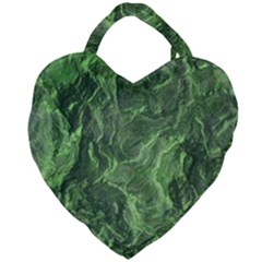 Green Geological Surface Background Giant Heart Shaped Tote