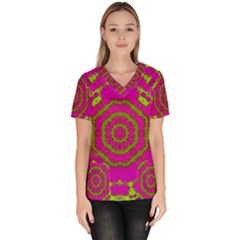 Fern Forest Star Mandala Decorative Scrub Top by pepitasart