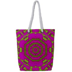 Fern Forest Star Mandala Decorative Full Print Rope Handle Tote (small) by pepitasart