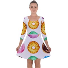 Donuts Quarter Sleeve Skater Dress by KuriSweets