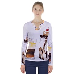 Coffee And Milkshakes V-neck Long Sleeve Top by KuriSweets