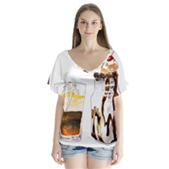 Coffee And Milkshakes V-neck Flutter Sleeve Top