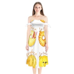 Bread Stickers Shoulder Tie Bardot Midi Dress by KuriSweets