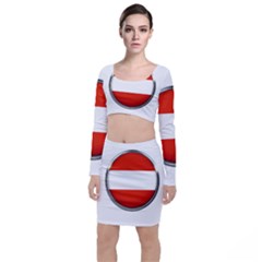 Austria Country Nation Flag Long Sleeve Crop Top & Bodycon Skirt Set