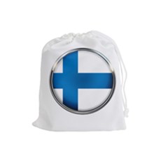 Finland Country Flag Countries Drawstring Pouches (large)  by Nexatart