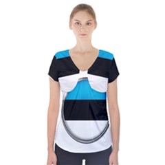 Estonia Country Flag Countries Short Sleeve Front Detail Top by Nexatart