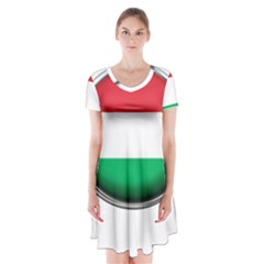 Hungary Flag Country Countries Short Sleeve V-neck Flare Dress